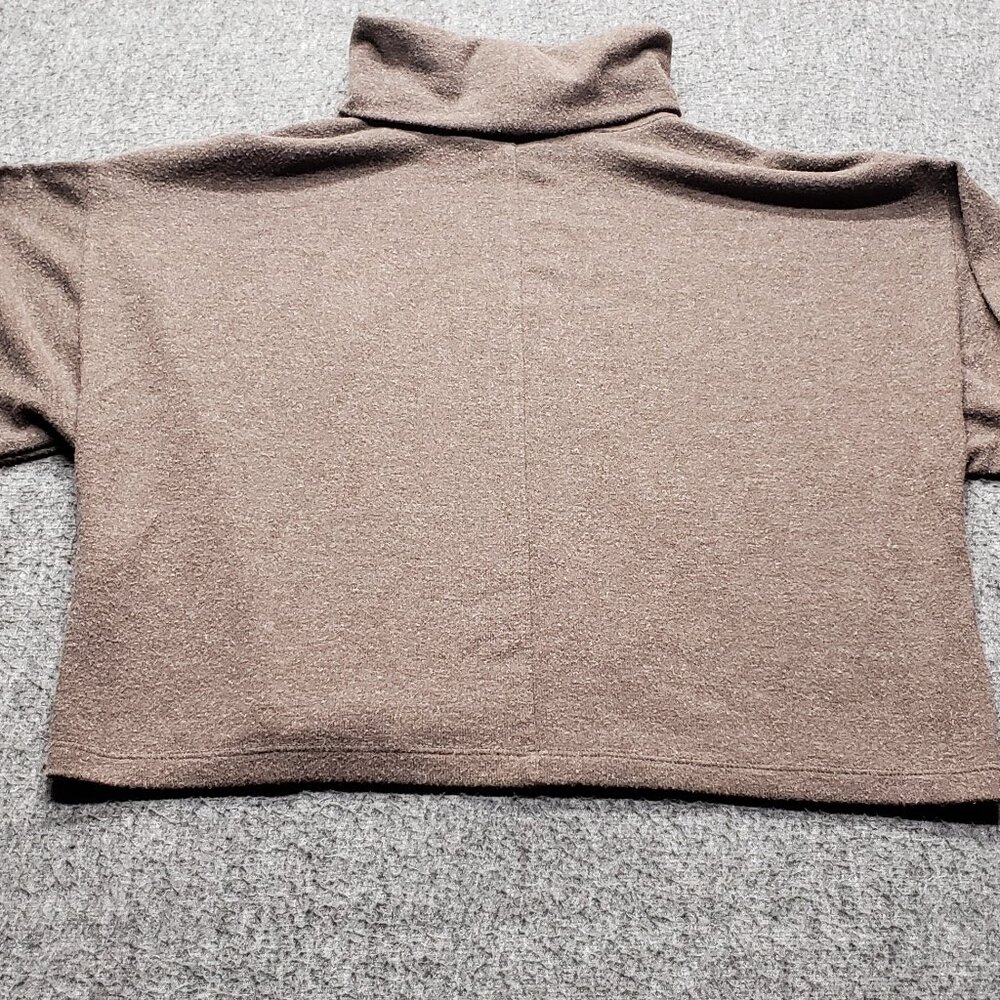 Madewell Cropped Turtleneck Sweater Women’s Medium Brown Cozy Winter Knit - Picture 2 of 7